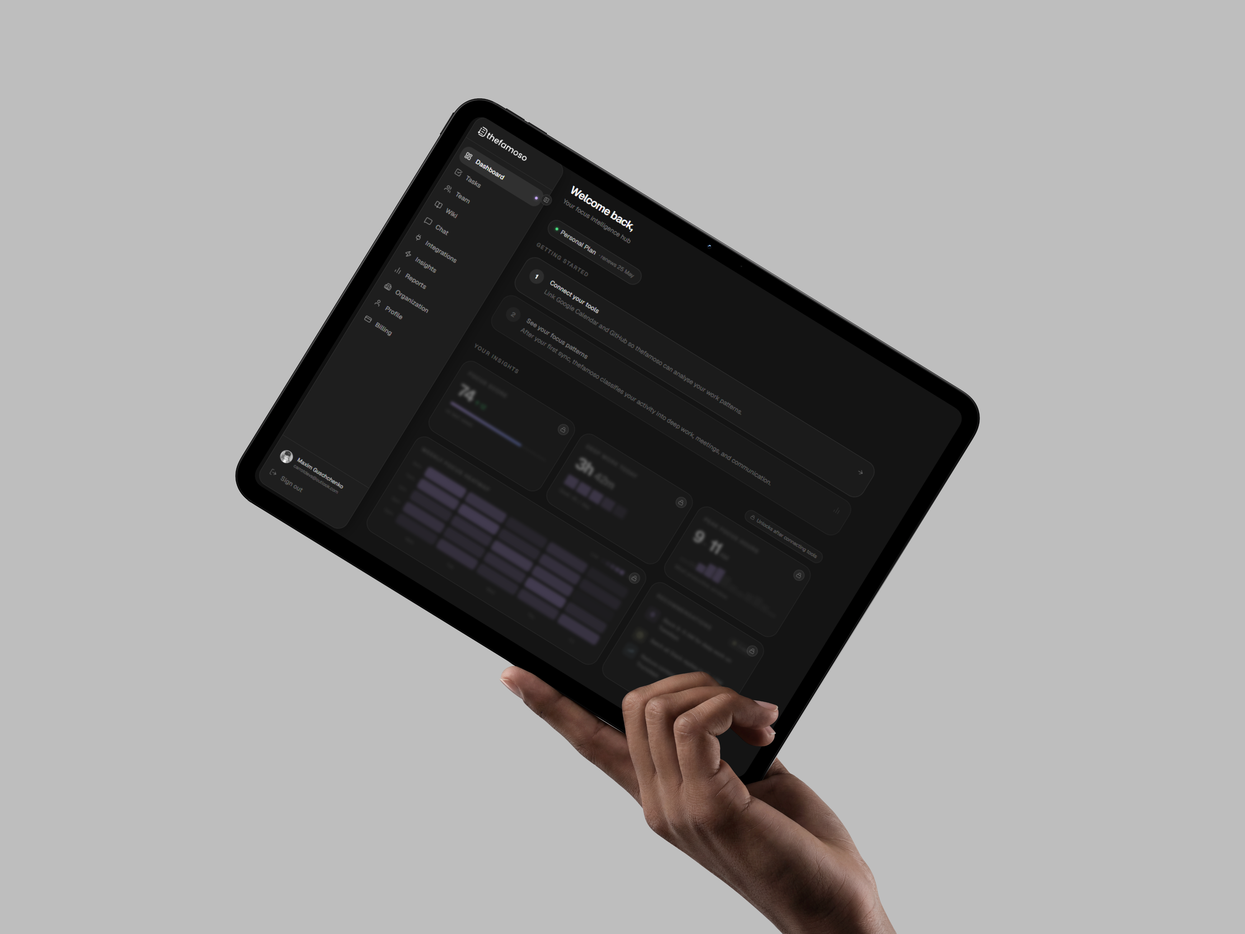 thefamoso dashboard mockup